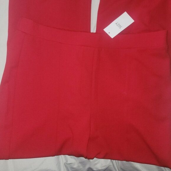 Suzy Shier Red Pull On Pants with Split Seam on Front Legs L - Picture 3 of 4